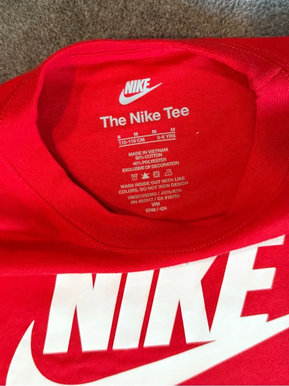 Nike Red Short-Sleeve Tee with White Swoosh Logo